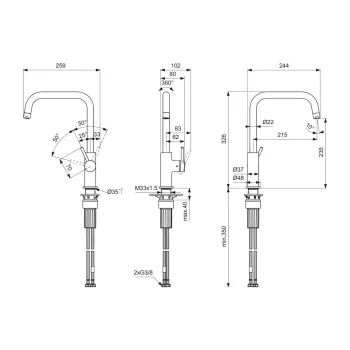 Virtuves maisītājs Ideal Standard Ceraline Nuovo, matēts melns, BE266XG