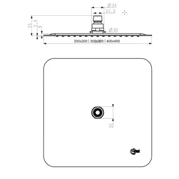 Dušas galva Ideal Standard Idealrain Cube, 20x20 cm, nerūsējošais tērauds, B0387MY