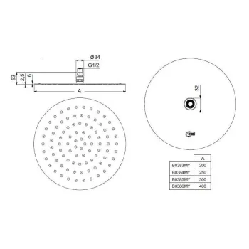 Dušas galva Ideal Standard Idealrain, 25 cm, nerūsējošais tērauds, B0384MY