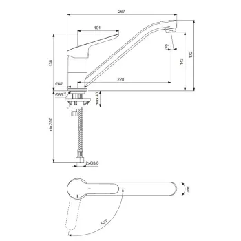Virtuves maisītājs Ideal Standard CeraFlex, BlueStart, hroms, BC129AA