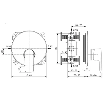 Dušas maisītājs Ideal Standard Connect Air, iebūvējamais, hroms, A7034AA