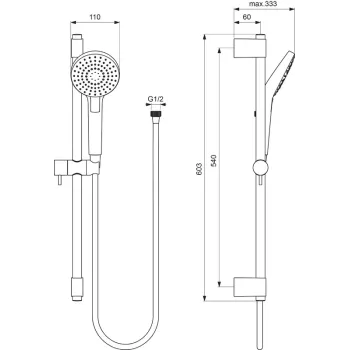 Dušas komplekts Ideal Standard Idealrain Evo Jet, ar 3 režīmiem, hroms, B2233AA