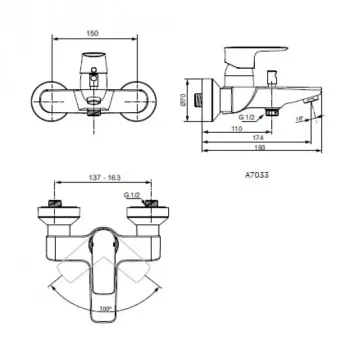 Vannas maisītājs Ideal Standard Connect Air, hroms, A7033AA
