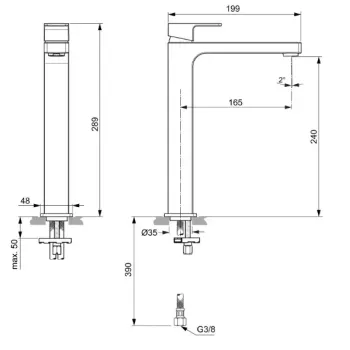 Vannas istabas izlietnes maisītājs Ideal Standard Edge, hroms, A7114AA