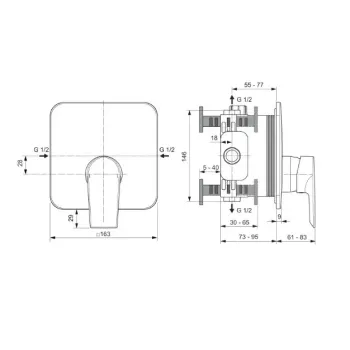 Dušas maisītājs Ideal Standard Edge, iebūvējamais, hroms, A7123AA