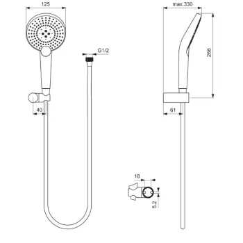 Dušas komplekts Ideal Standard Idealrain Evo Jet, 3 režīmi, hroms, B2459AA