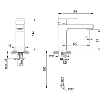 Vannas istabas izlietnes maisītājs Ideal Standard Edge, hroms, A7103AA