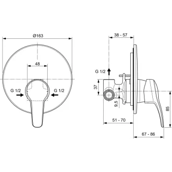 Dušas maisītājs Ideal Standard Oglio, iebūvējamais, hroms, A7162AA