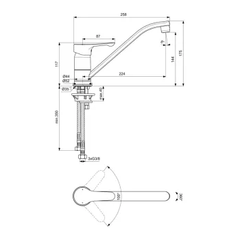Virtuves maisītājs Ideal Standard Alpha, hroms, BC663AA
