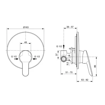 Dušas maisītājs Ideal Standard Alpha, iebūvējamais, hroms, A7184AA