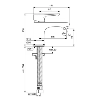 Vannas istabas izlietnes maisītājs Ideal Standard Alpha, hroms, BC552AA
