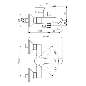 Vannas maisītājs Ideal Standard Alpha, hroms, BC654AA