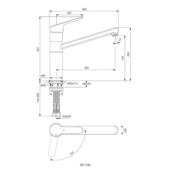 Virtuves maisītājs Ideal Standard CeraFlex, ar BlueStart tehnoloģiju, hroms, BC136AA
