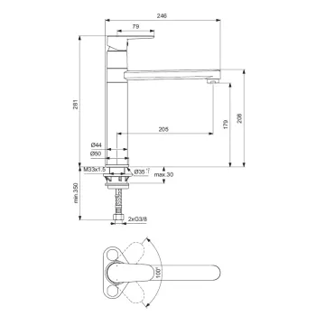 Virtuves maisītājs Ideal Standard Cerafine O, hroms, BC501AA