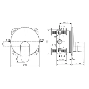 Dušas maisītājs Ideal Standard Cerafine O, iebūvējamais, hroms, A7349AA