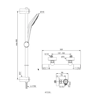 Dušas komplekts Ideal Standard CeraTherm, ar termostatu, hroms, A7218AA