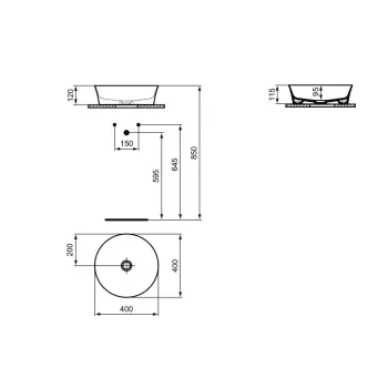 Vannas istabas izlietne Ideal Standard Ipalyss, uz virsmas 40 cm, bez pārplūdes, balta, E139801