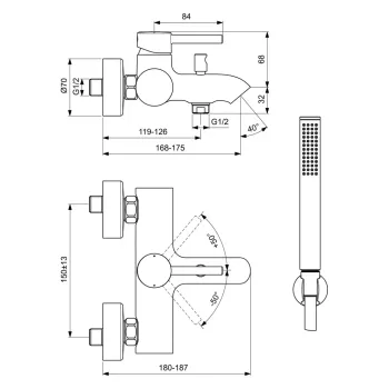 Vannas maisītājs Ideal Standard CeraLine, ar piederumiem, hroms, BC270AA