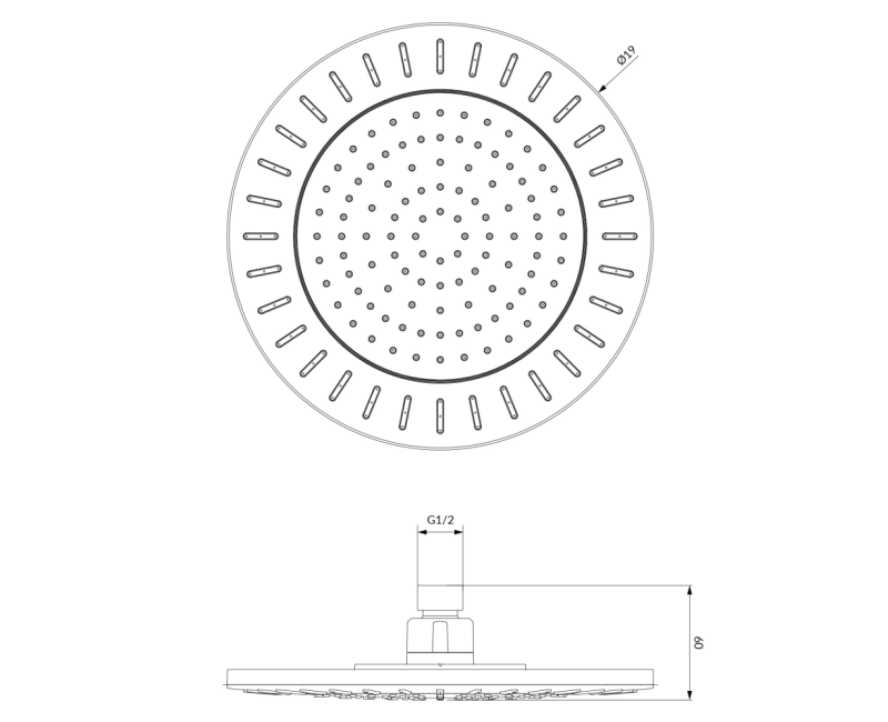 NEVADA Верхний душ 1-реж. ХРОМ WGNEVADACRB