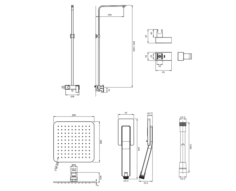 PARMA ДУШЕВАЯ СИСТЕМА SISTĒMA PM7444BL.