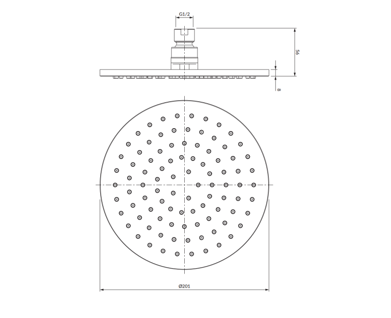 SLIMLINE DUŠAS GALVA MELNA WG120BL