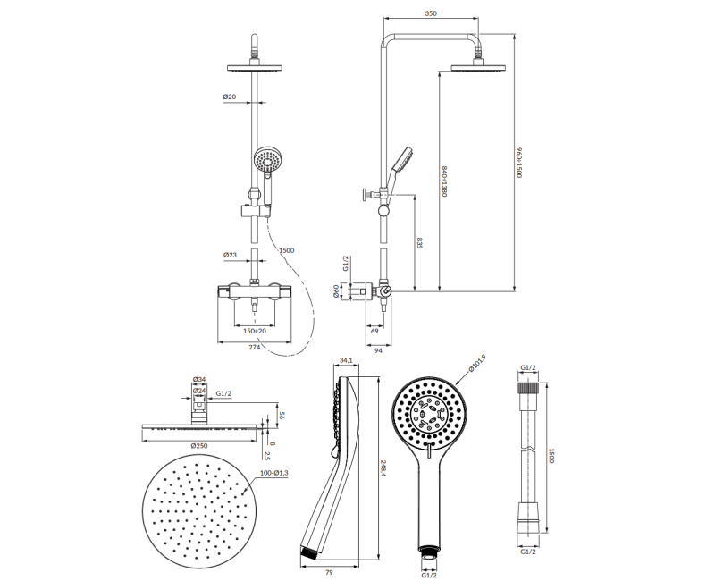 OMNIRES Y VANNAS/DUŠAS SISTĒMA AR VIRSDUŠU Y1244LUXLCR