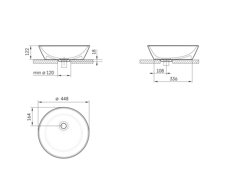 PAA Uzliekamā izlietne DECO Ø 450 mm, silkstone, graphite