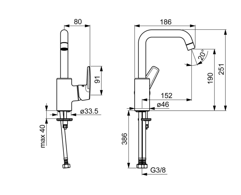 ORAS SAGA Izlietnes jaucējkrāns, 3907F