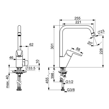 ORAS SAGA Virtuves jaucējkrāns ar ventili, 3934F