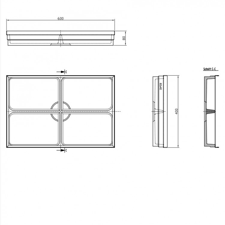 ACO Vario Kājslauķu vanniņa 600x400 mm, polipropilēns ACO Vario Kājslauķu vanniņa 600x400 mm, polipropilēns