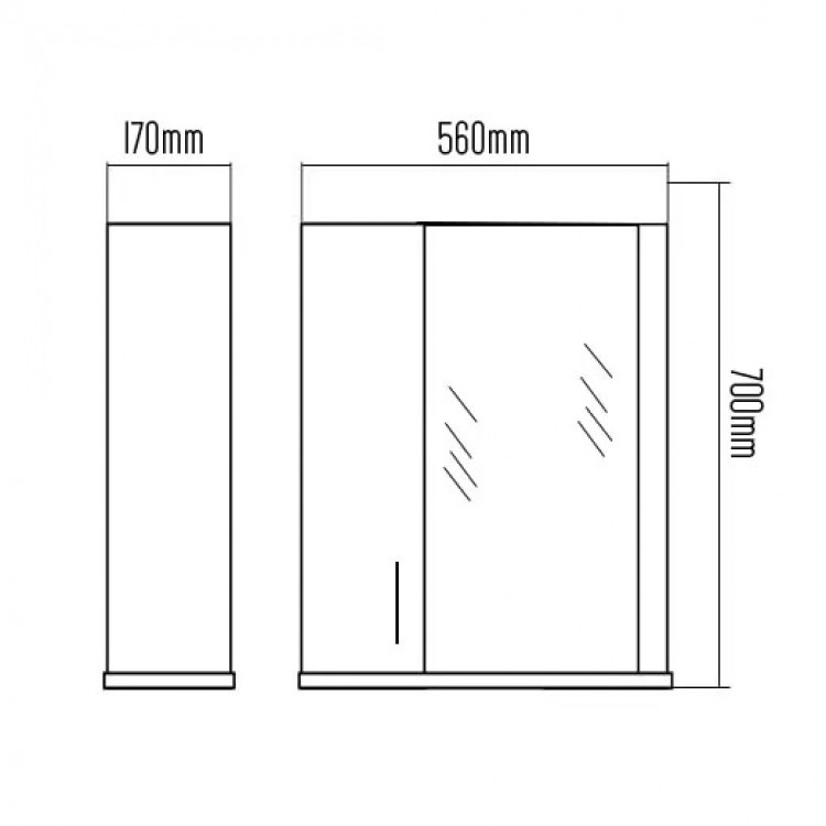 Aqualine Premium L Skapītis ar spoguli 56cm, 932PK56S Aqualine Premium L Skapītis ar spoguli 56cm, 932PK56S