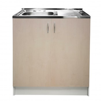 Aqualine Virtuves izlietnes skapītis 80x60cm, balts/bērzs