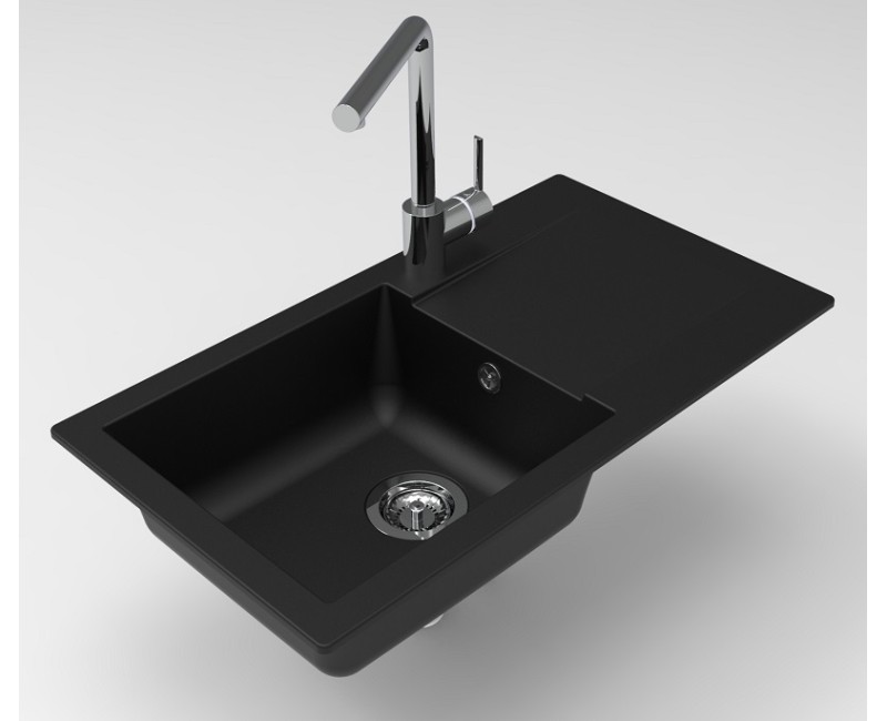 Aquasanita ECOTEK 200 Virtuves izlietne 780x435 mm, melna matēta