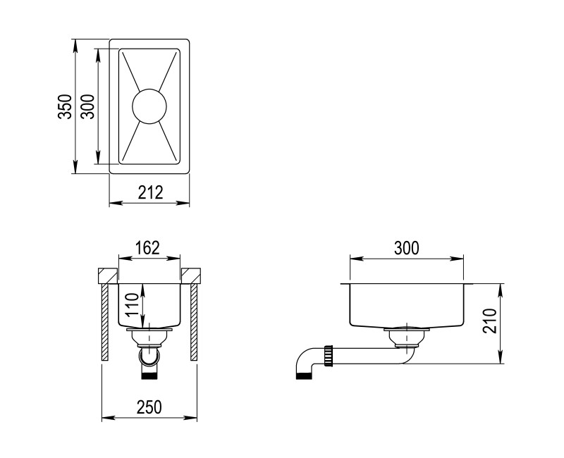 Aquasanita Virtuves izlietne ENNA 21.2x35cm, ENN100S