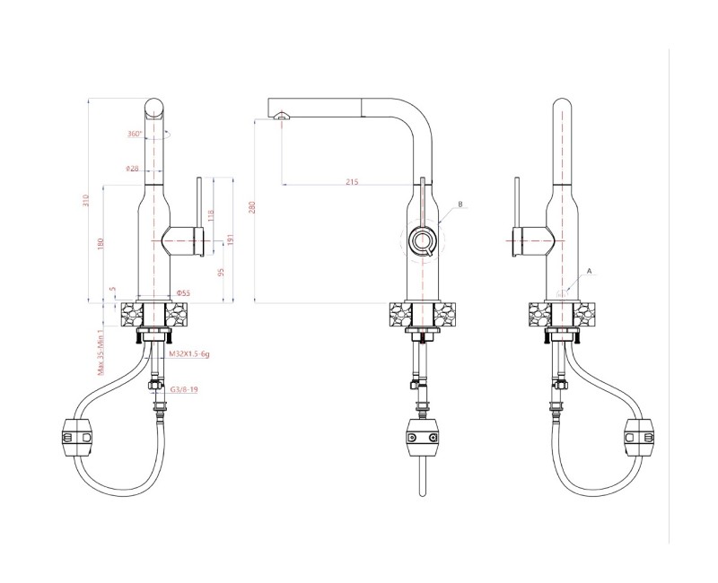 Aquasanita Supra Кухонный смеситель c выдвижным изливом, argent