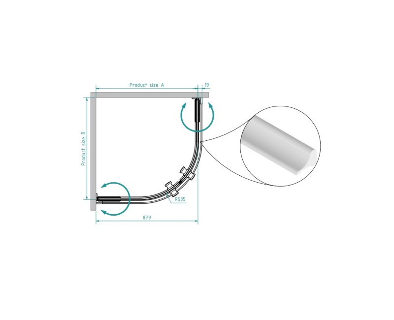 Baltijos Brasta Душевой уголок полукруглый JULIJA 90x90cm