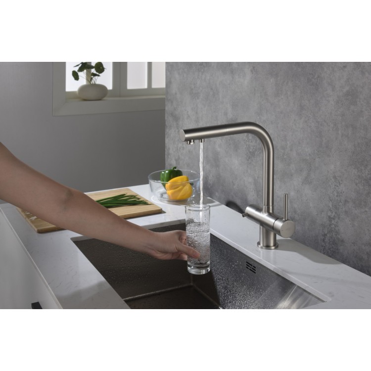 BLUE WATER APALA Смеситель для кухни с подключением фильтра воды с выдвежным изливом, APALA-NT.