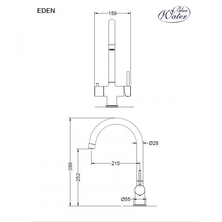 BLUE WATER EDEN Смеситель для кухни с подключением фильтра воды, EDEN-BR BLUE WATER EDEN Смеситель для кухни с подключением фильтра воды, EDEN-BR
