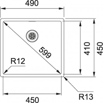 FRANKE Кухонная мойка BOX 49x45 см PushKnob, BXX 210/110-45
