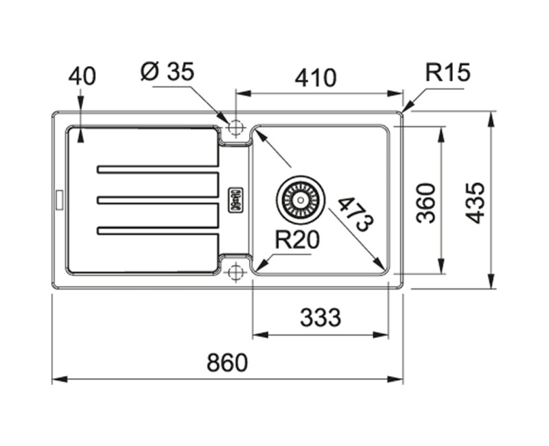 FRANKE Кухонная мойка STRATA 86x43.5 cm, STG 614, 114.0302.757