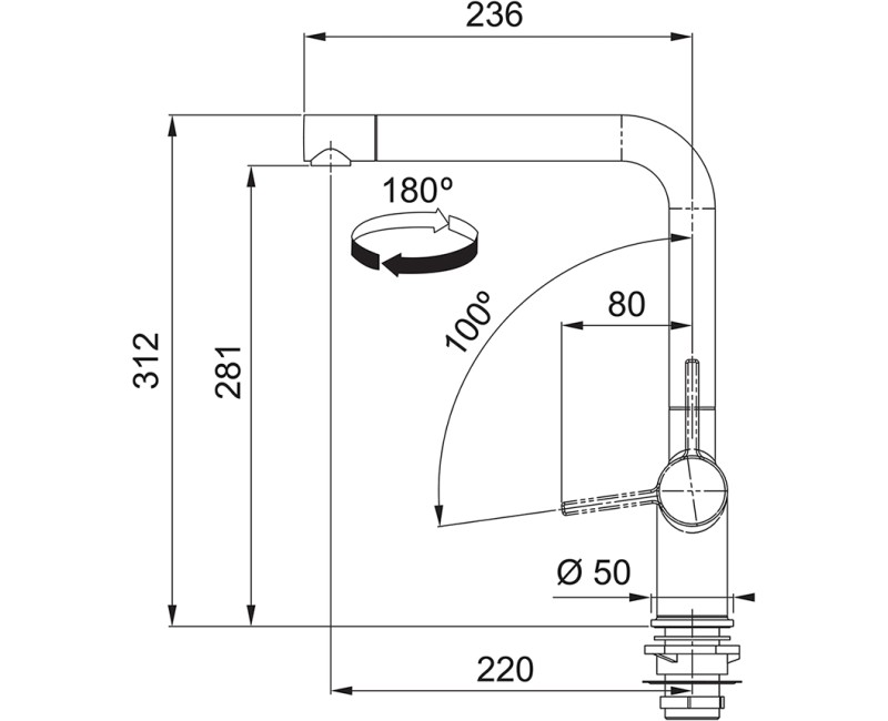 FRANKE Virtuves izlietnes jaucējkrāns ACTIVE L, 115.0653.376