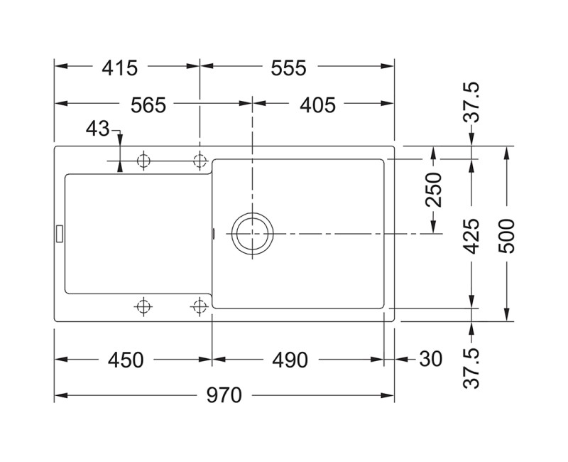 FRANKE Virtuves izlietne MARIS 97x50cm, MRG 611-100XL, onikss, 114.0378.126