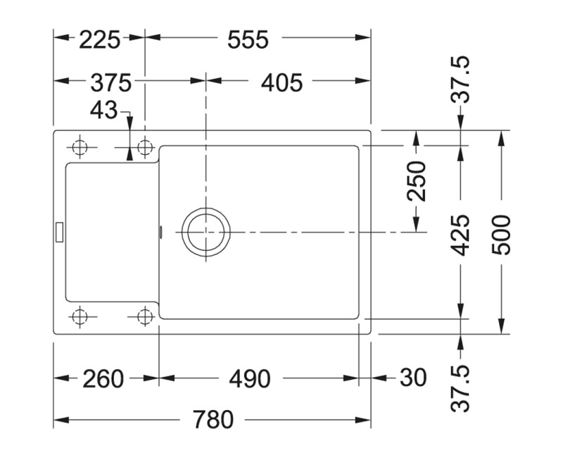 FRANKE Virtuves izlietne MARIS 78x50cm, MRG 611-78XL, onikss, 114.0479.032