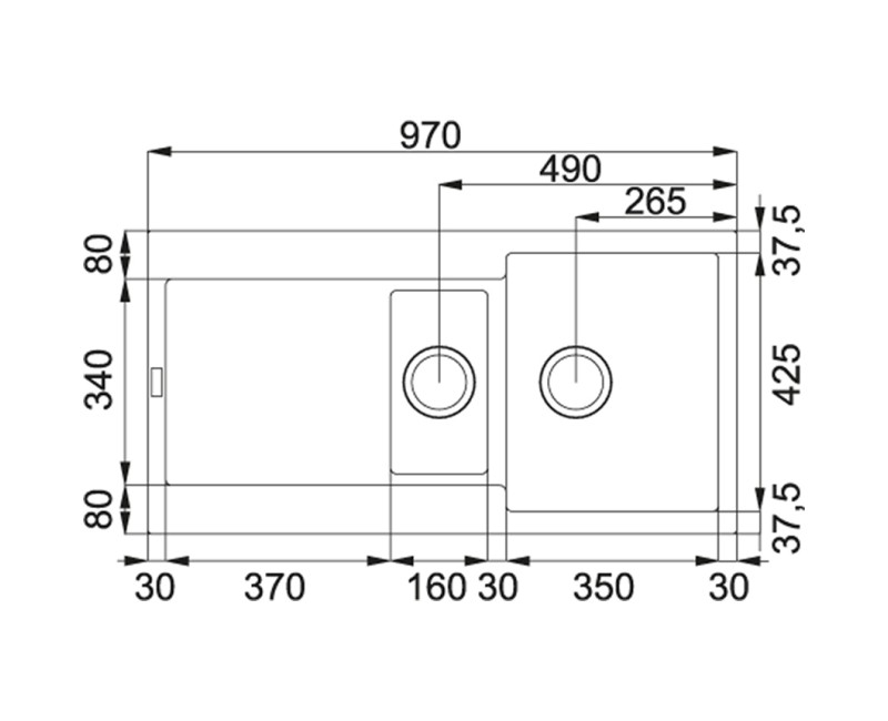 FRANKE Virtuves izlietne MARIS 97x50cm, MRG 651, onikss, 114.0055.602