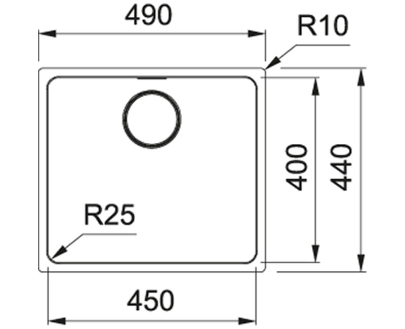 FRANKE Кухонная мойка под столешницу MYTHOS 49x44 см PushKnob, MYX 100-45