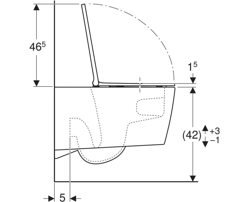 Geberit ONE Rimless Piekaramais WC pods ar Soft Close vāku, TurboFlush