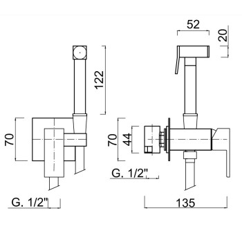 Giulini Pablolux Jaucējkrāns ar bidetta higiēnisko dušu, hroms FSH20/P-3