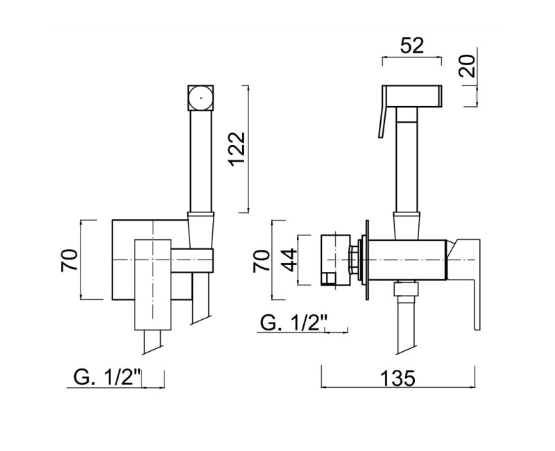 Giulini Pablolux Jaucējkrāns ar bidetta higiēnisko dušu, hroms FSH20/P-3