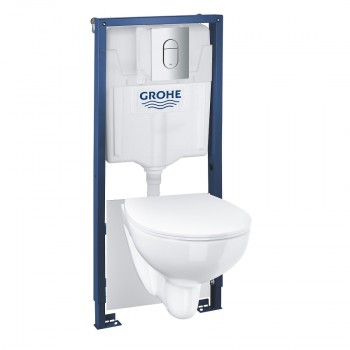Montāžas rāmja komplekts Grohe pods ar SC vāku BauCeramic Rimless, rāmis h=1130 mm, taustiņš Arena Cosmo hroms, stiprin