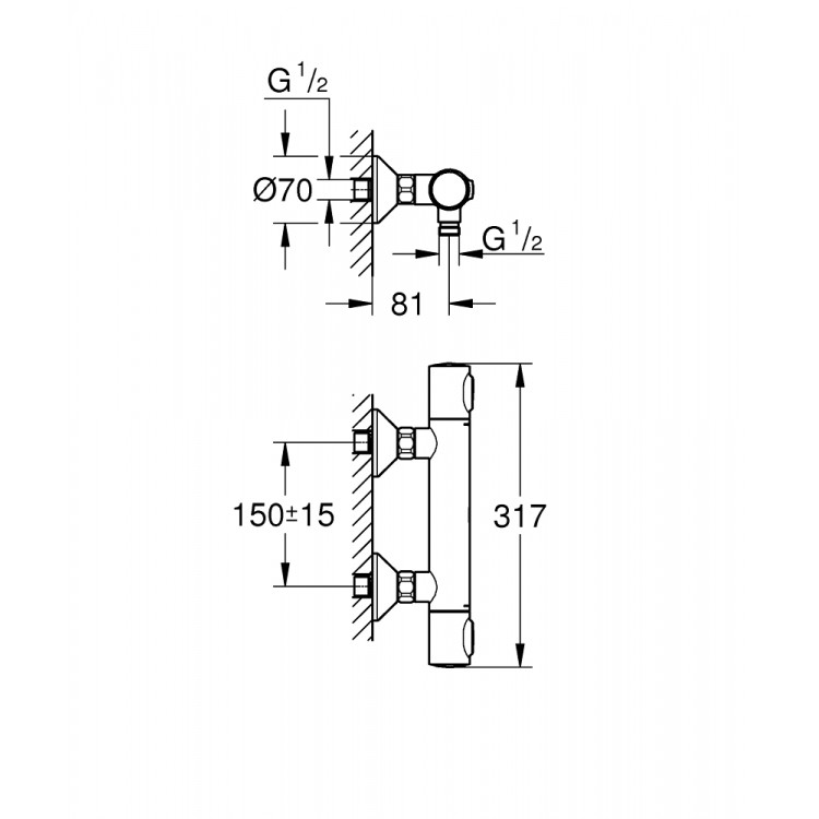 Grohe GROHTHERM 500 Dušas termostats, 34793000 Grohe GROHTHERM 500 Dušas termostats, 34793000